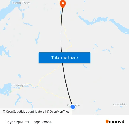 Coyhaique to Lago Verde map