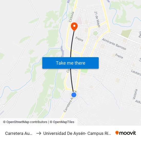 Carretera Austral / to Universidad De Aysén- Campus Río Simpson map