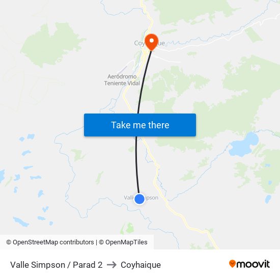 Valle Simpson /  Parad 2 to Coyhaique map