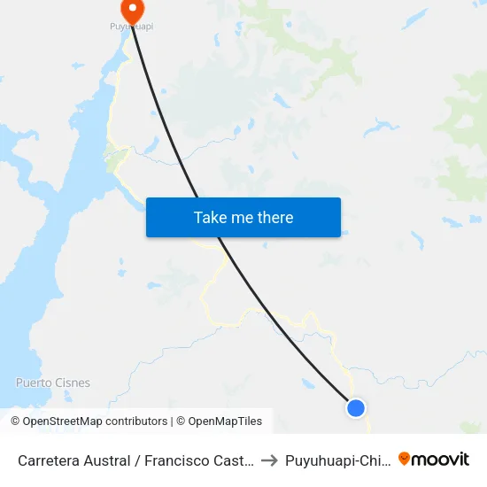 Carretera Austral / Francisco Castro to Puyuhuapi-Chile map