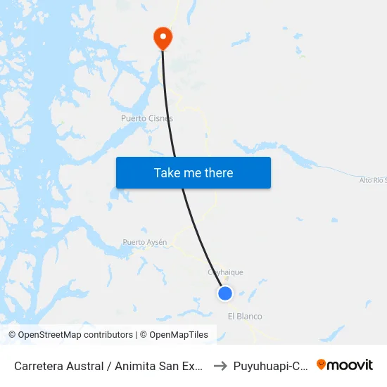 Carretera Austral / Animita San Expedito to Puyuhuapi-Chile map