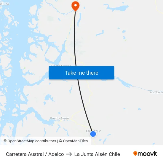 Carretera Austral / Adelco to La Junta Aisén Chile map