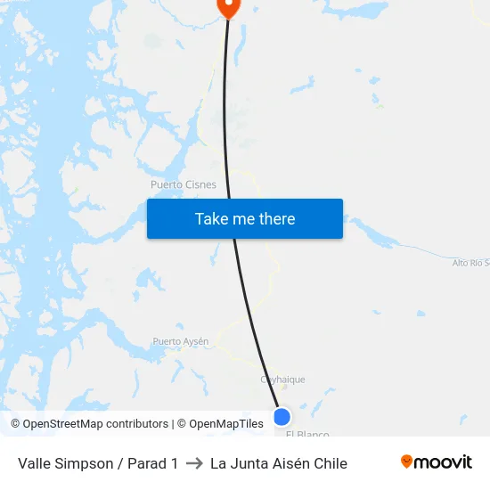 Valle Simpson /  Parad 1 to La Junta Aisén Chile map