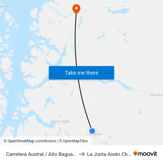 Carretera Austral / Alto Baguales to La Junta Aisén Chile map