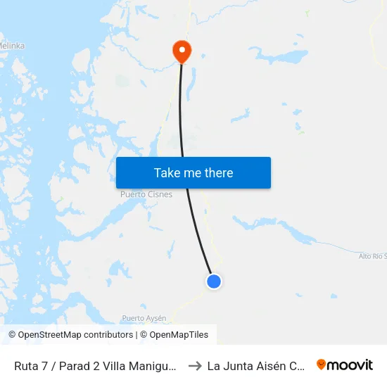 Ruta 7 / Parad 2 Villa Maniguales to La Junta Aisén Chile map