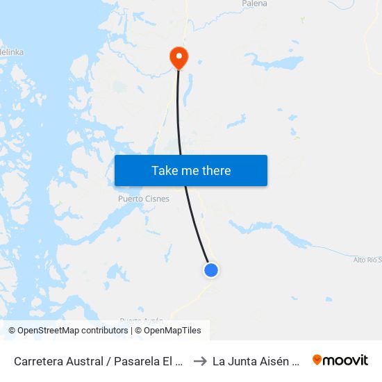 Carretera Austral / Pasarela El Turbio to La Junta Aisén Chile map