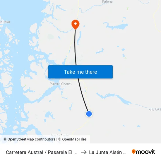 Carretera Austral / Pasarela El Turbio to La Junta Aisén Chile map