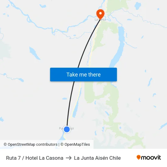 Ruta 7 / Hotel La Casona to La Junta Aisén Chile map