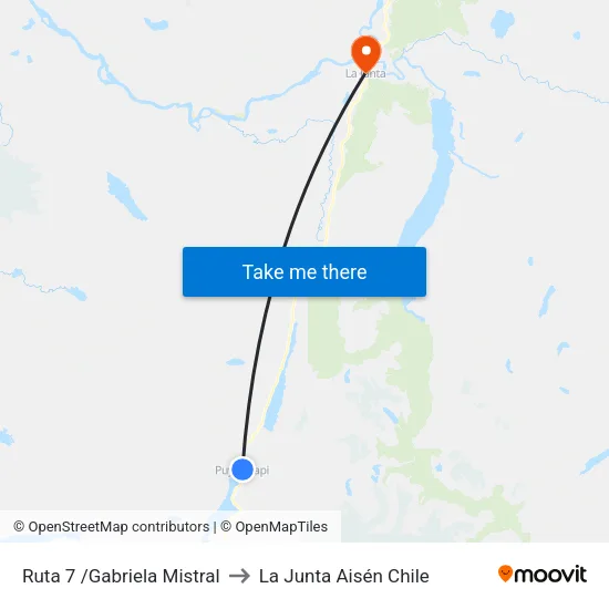 Ruta 7 /Gabriela Mistral to La Junta Aisén Chile map