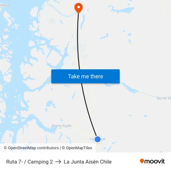 Ruta 7- / Camping 2 to La Junta Aisén Chile map