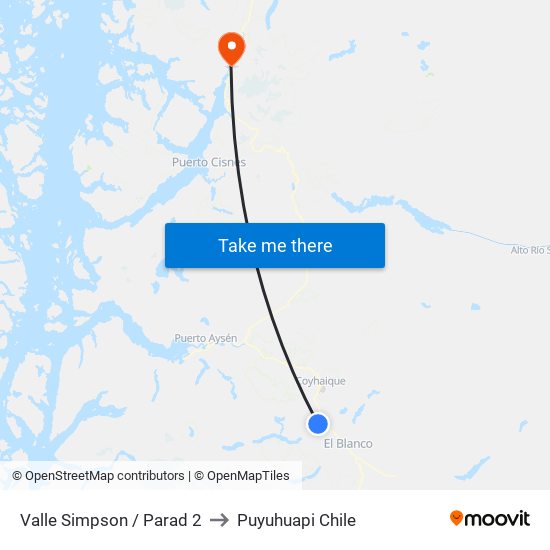 Valle Simpson /  Parad 2 to Puyuhuapi Chile map