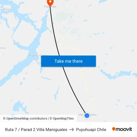 Ruta 7 / Parad 2 Villa Maniguales to Puyuhuapi Chile map