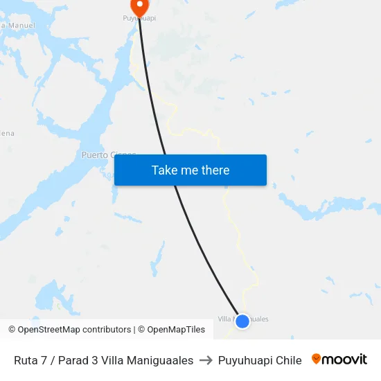 Ruta 7 / Parad 3 Villa Maniguaales to Puyuhuapi Chile map