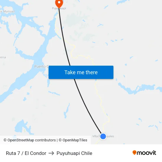 Ruta 7 / El Condor to Puyuhuapi Chile map