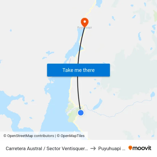Carretera Austral / Sector Ventisquero Colgante to Puyuhuapi Chile map