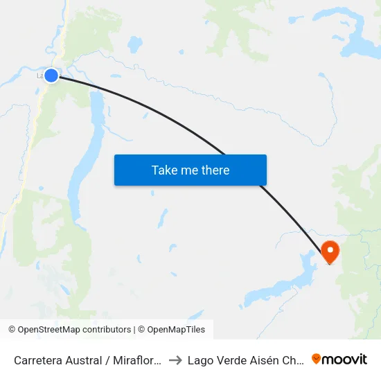 Carretera Austral / Miraflores to Lago Verde Aisén Chile map