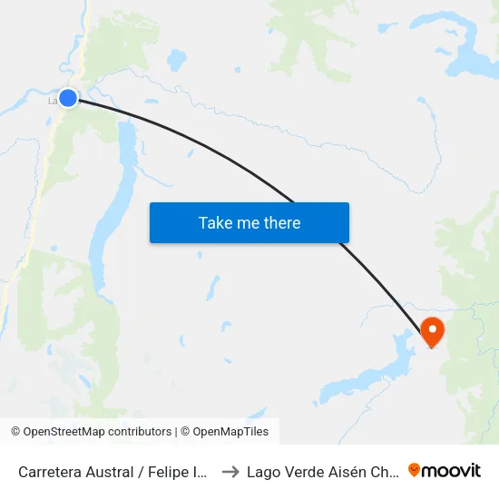 Carretera Austral / Felipe Igor to Lago Verde Aisén Chile map