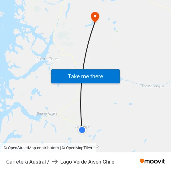 Carretera Austral / to Lago Verde Aisén Chile map