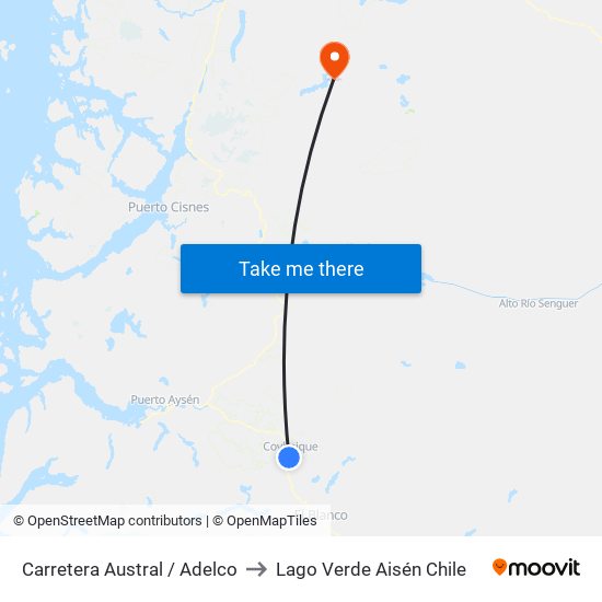 Carretera Austral / Adelco to Lago Verde Aisén Chile map