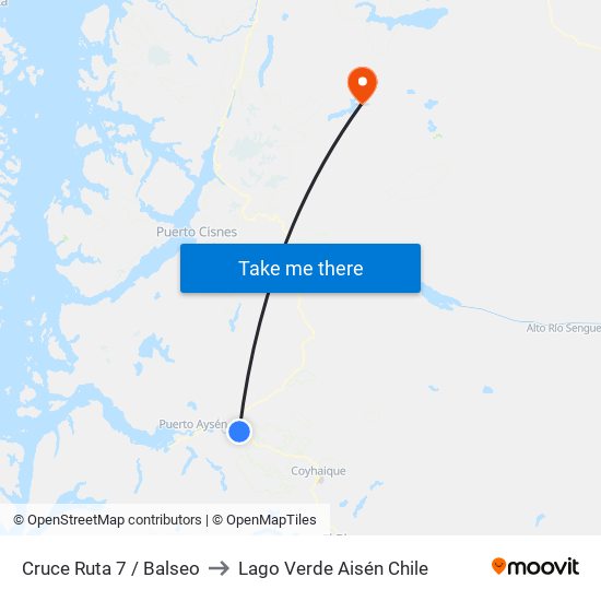 Cruce Ruta 7 / Balseo to Lago Verde Aisén Chile map