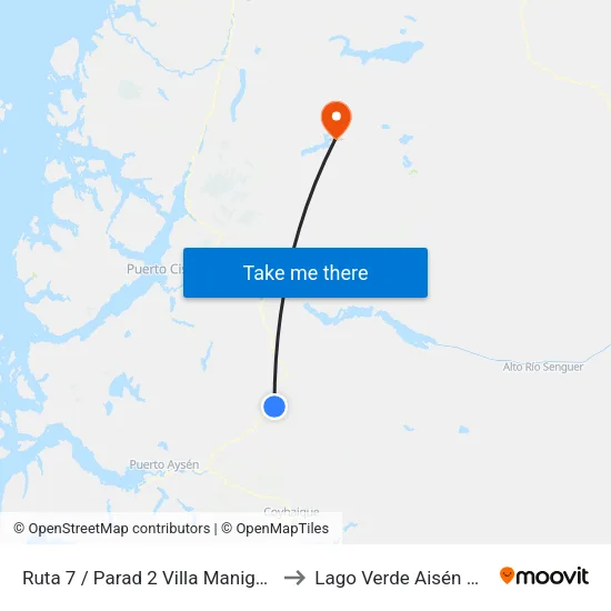 Ruta 7 / Parad 2 Villa Maniguales to Lago Verde Aisén Chile map