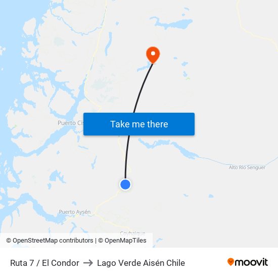 Ruta 7 / El Condor to Lago Verde Aisén Chile map