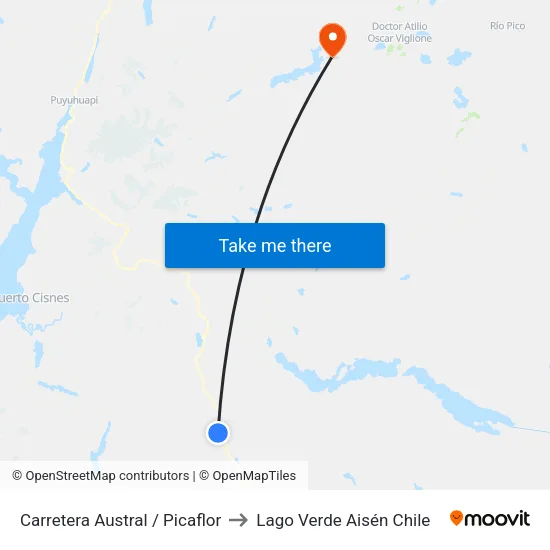 Carretera Austral / Picaflor to Lago Verde Aisén Chile map