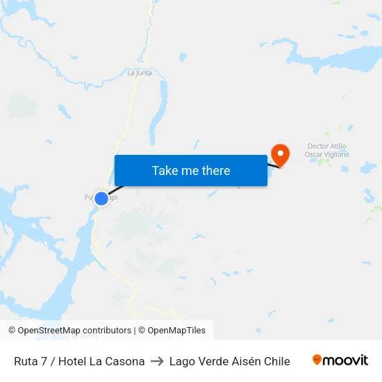 Ruta 7 / Hotel La Casona to Lago Verde Aisén Chile map