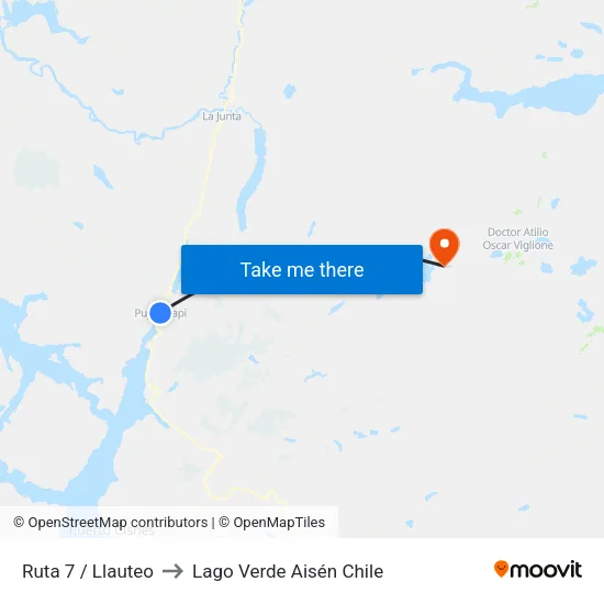 Ruta 7 / Llauteo to Lago Verde Aisén Chile map