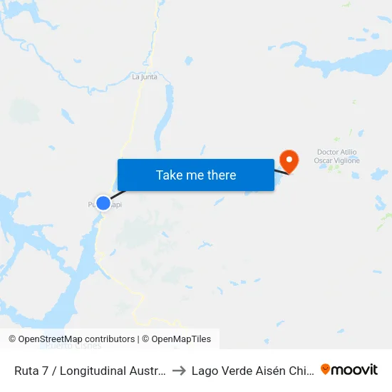 Ruta 7 / Longitudinal Austral to Lago Verde Aisén Chile map