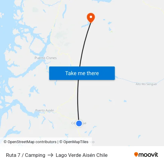 Ruta 7 / Camping to Lago Verde Aisén Chile map