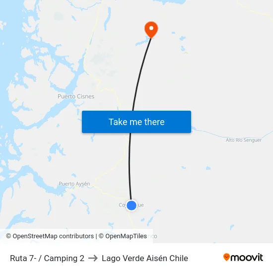 Ruta 7- / Camping 2 to Lago Verde Aisén Chile map