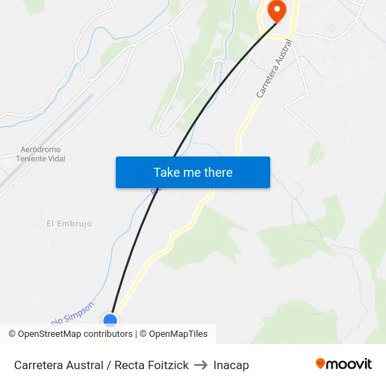 Carretera Austral / Recta Foitzick to Inacap map