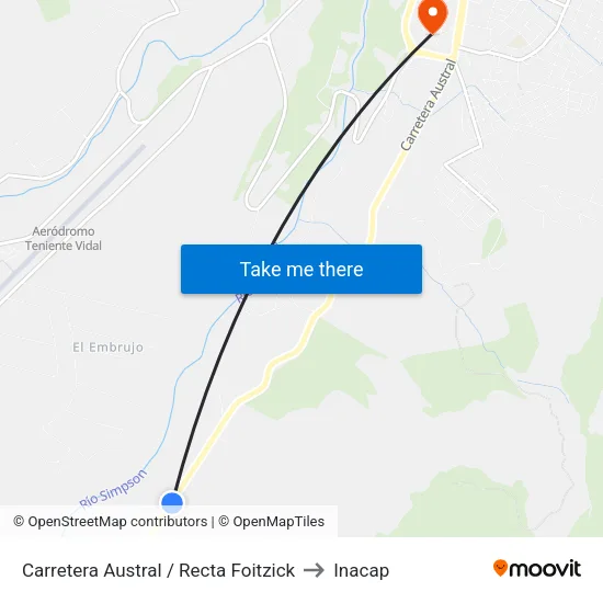 Carretera Austral / Recta Foitzick to Inacap map