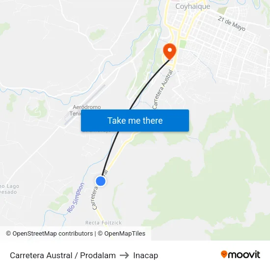 Carretera Austral / Prodalam to Inacap map