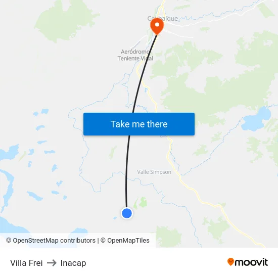 Villa Frei to Inacap map