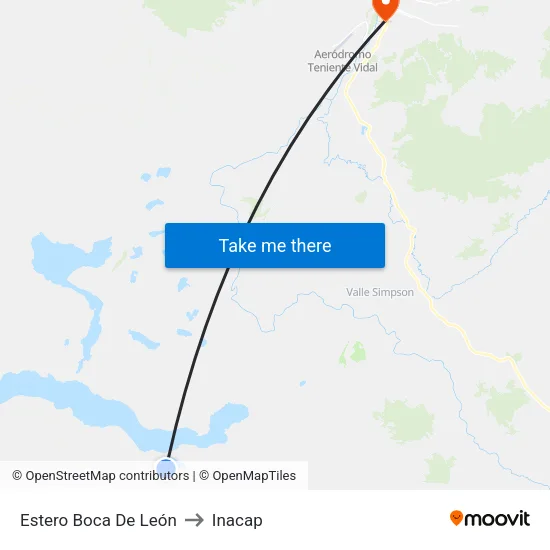 Estero Boca De León to Inacap map