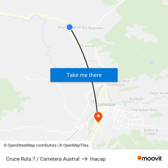 Cruce Ruta 7 / Carretera Austral to Inacap map