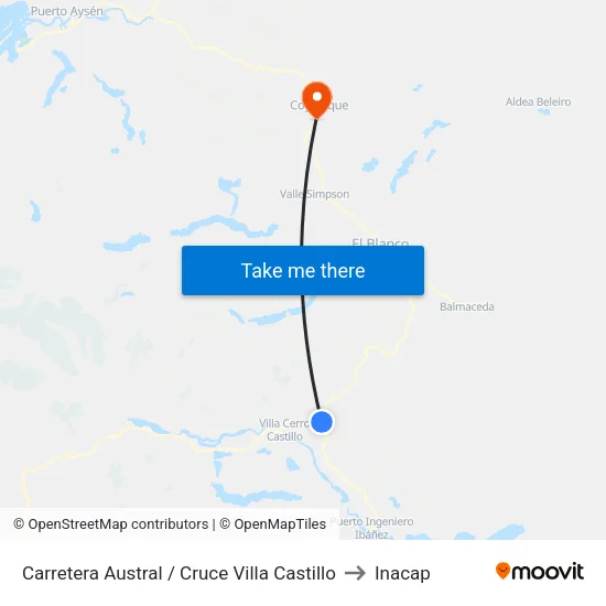 Carretera Austral / Cruce Villa Castillo to Inacap map