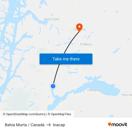 Bahia Murta / Canadá to Inacap map