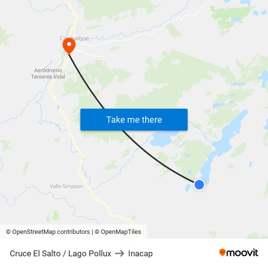 Cruce El Salto / Lago Pollux to Inacap map