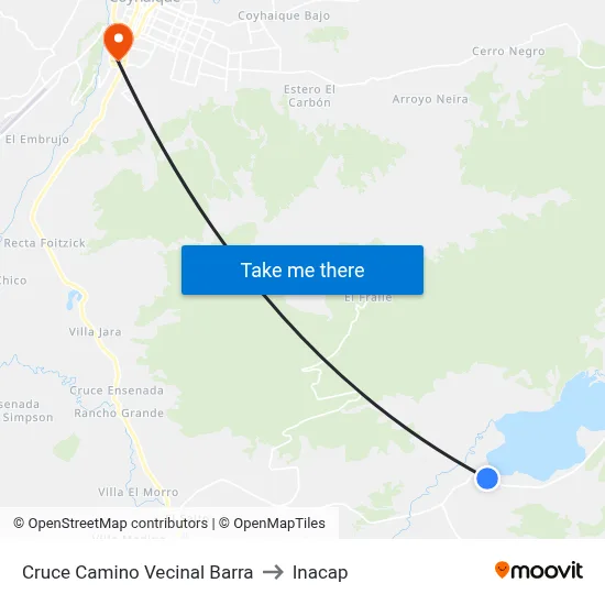 Cruce Camino Vecinal Barra to Inacap map
