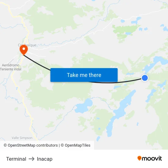Terminal to Inacap map