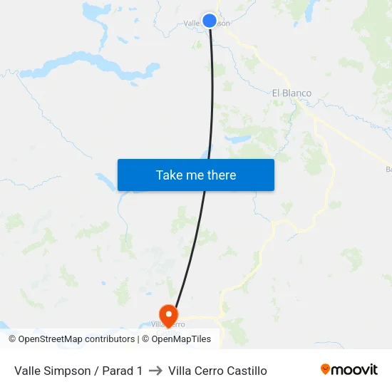 Valle Simpson /  Parad 1 to Villa Cerro Castillo map