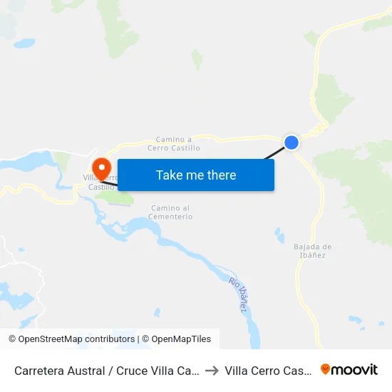 Carretera Austral / Cruce Villa Castillo to Villa Cerro Castillo map