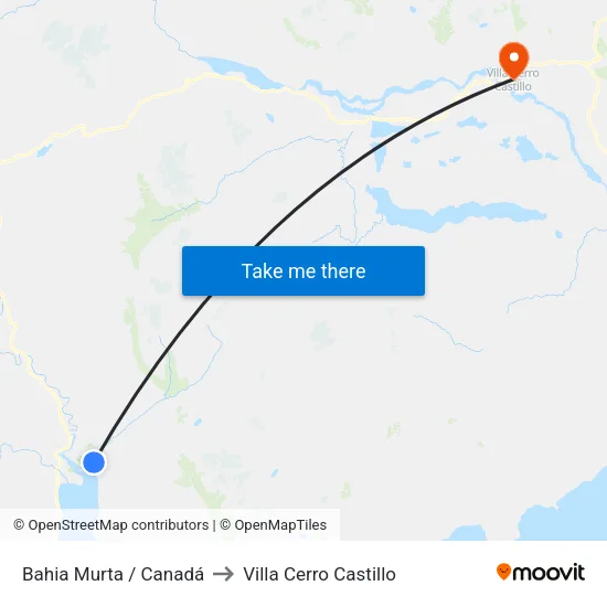 Bahia Murta / Canadá to Villa Cerro Castillo map
