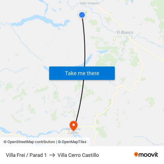 Villa Frei / Parad 1 to Villa Cerro Castillo map