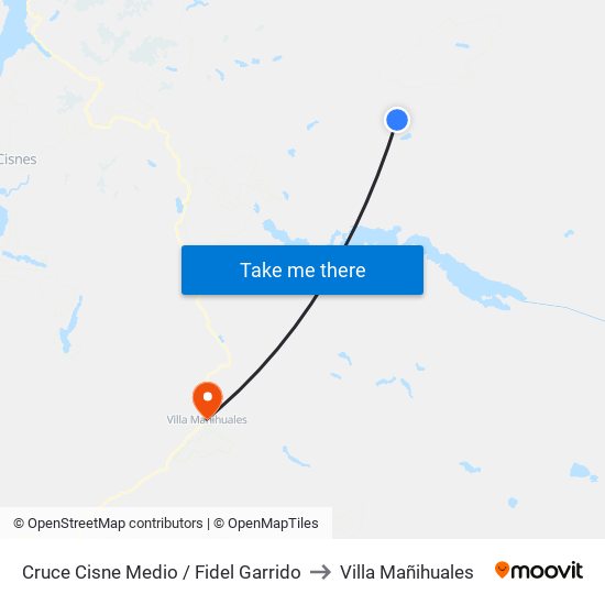 Cruce Cisne Medio / Fidel Garrido to Villa Mañihuales map
