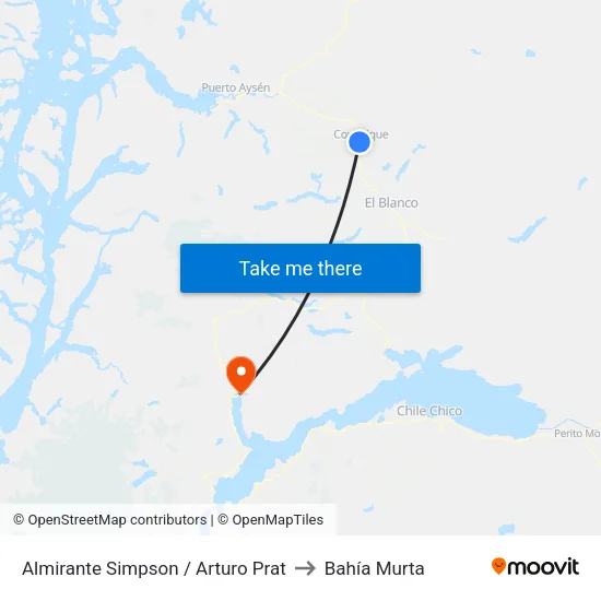 Almirante Simpson / Arturo Prat to Bahía Murta map