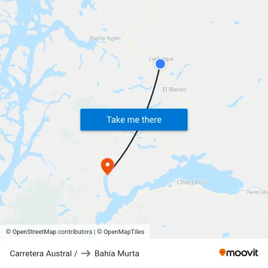 Carretera Austral / to Bahía Murta map
